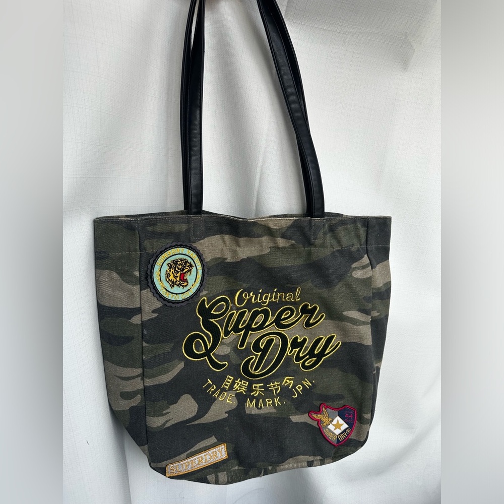 Superdry Green/Black Camo Logo Tote